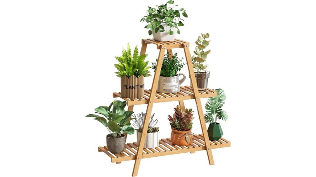 three tier bamboo plant stand