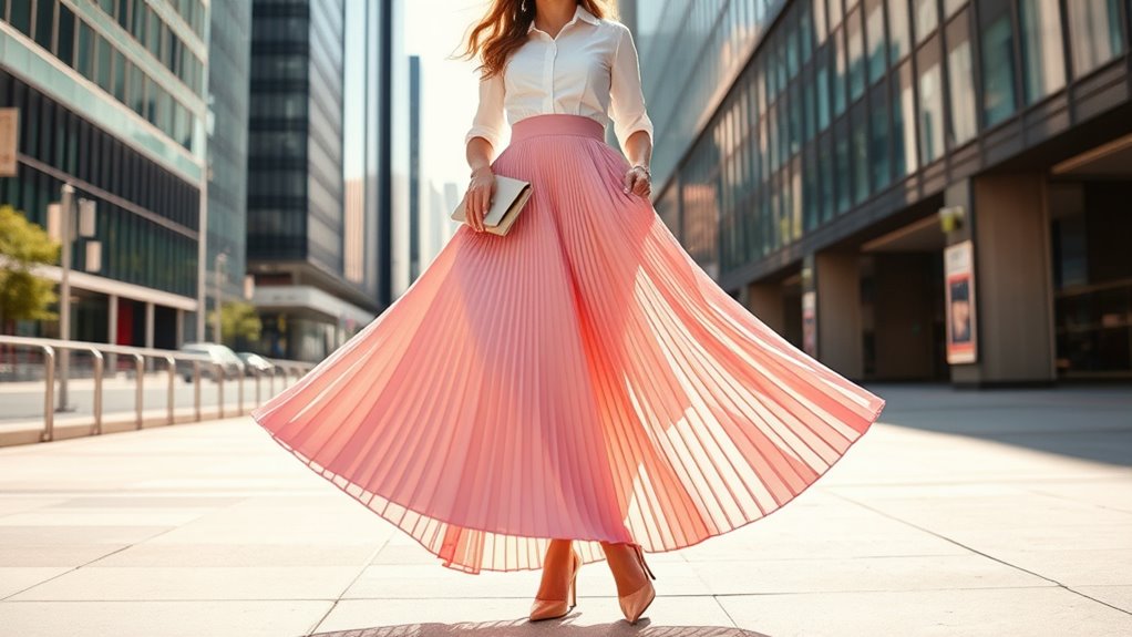 top pleated midi skirts