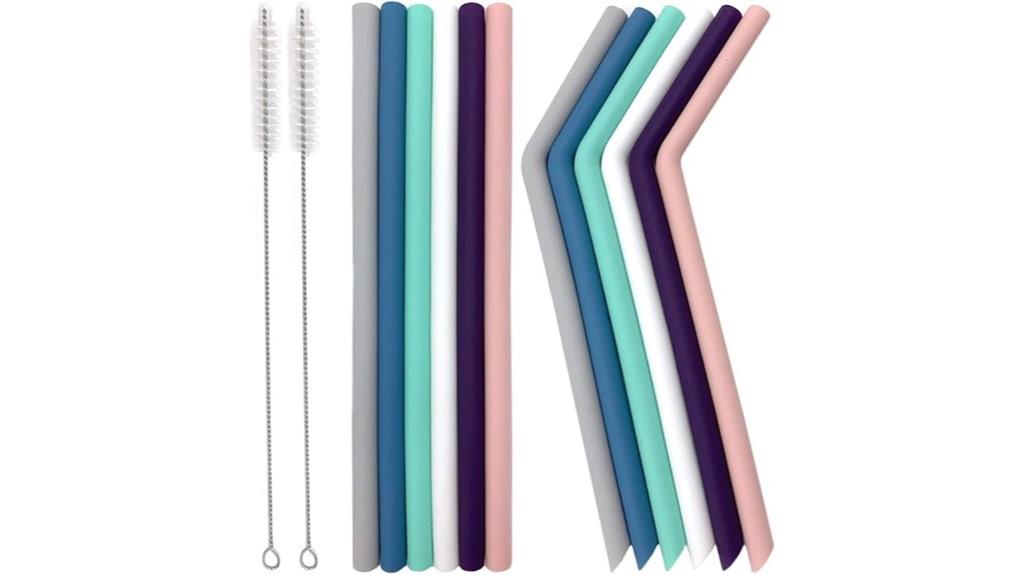 twelve silicone bottle straws