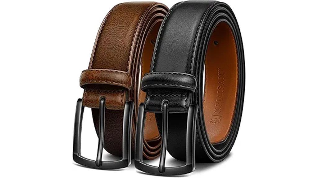 two genuine leather belts