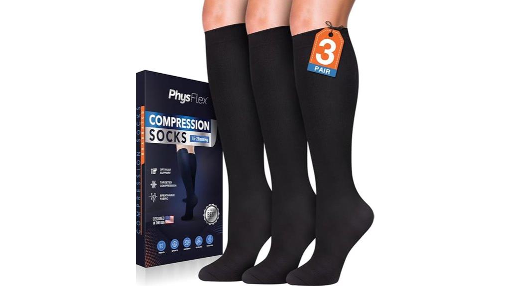 unisex 3 pair compression socks