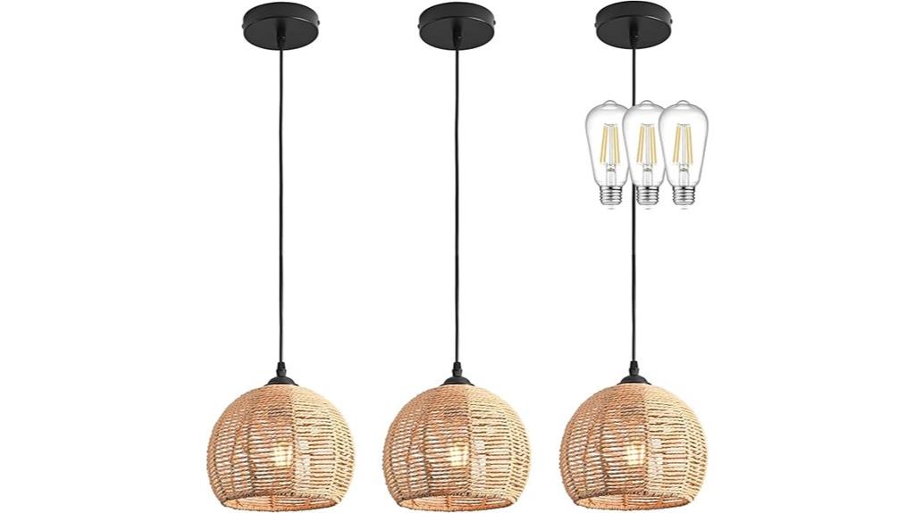 wicker boho pendant lights