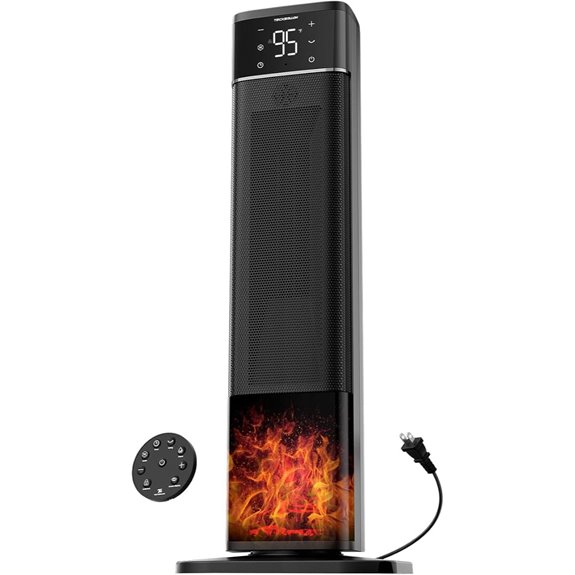 Portable 1500W Space Heater with Remote and Flame