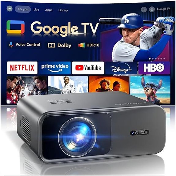 Google TV 4K Projector with WiFi Bluetooth Dolby Audio