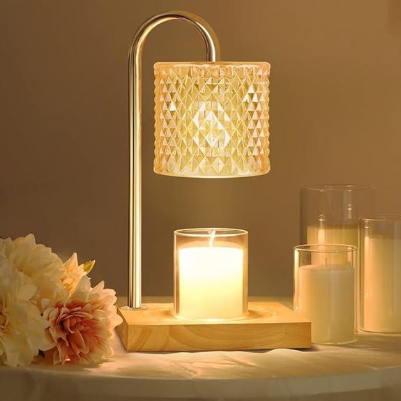 Amber Glass Candle Warmer Lamp with Timer and Dimmer