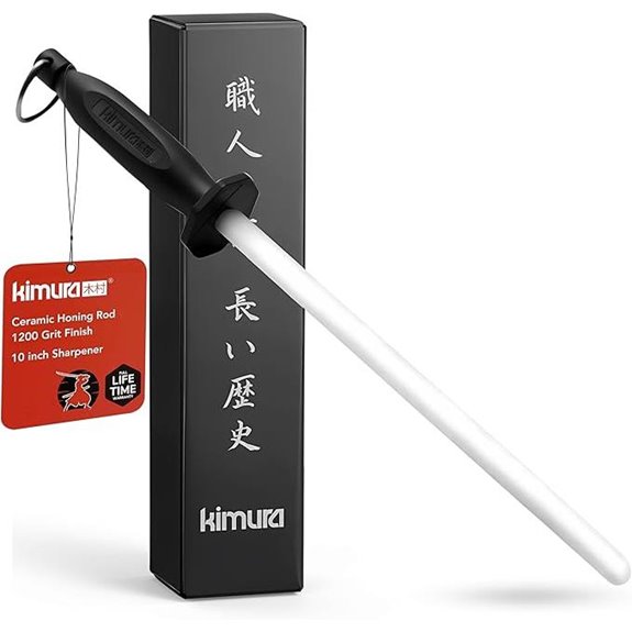 Kimura Ceramic Honing Rod 10-Inch 1200 Grit Ergonomic Handle