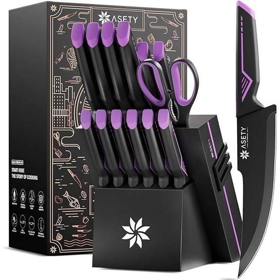15-Piece Stainless Steel Kitchen Knife Set with Sharpener