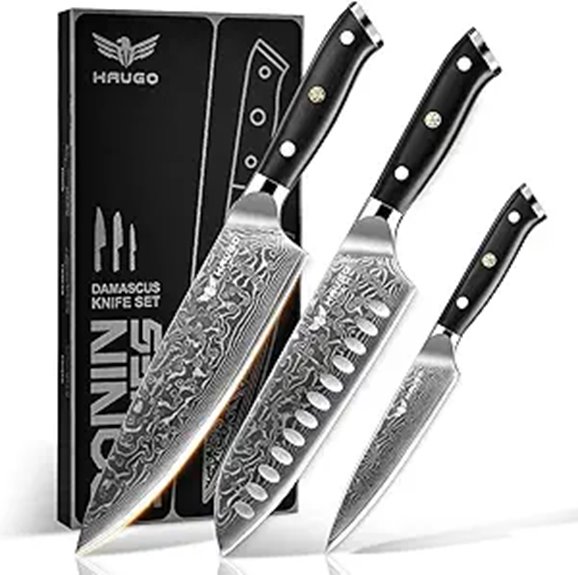 Haugo 3-Piece Damascus Chef Knife Set