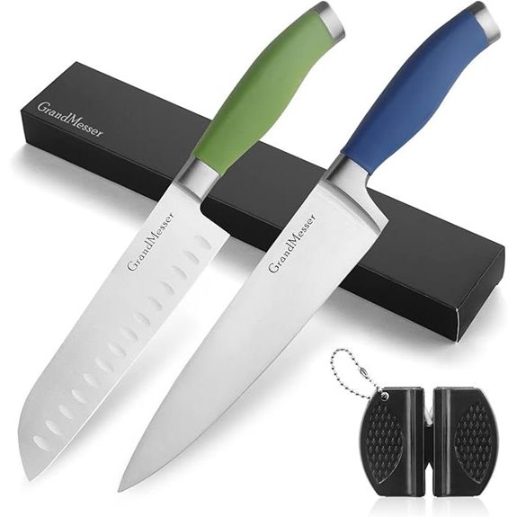 Kitchen Knife Set: 8 Chef & 7 Santoku with Handles