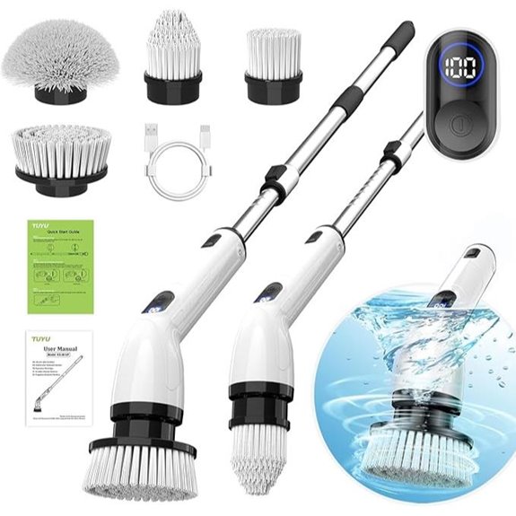 TUYU Electric Spin Scrubber with LCD & Extension Handle