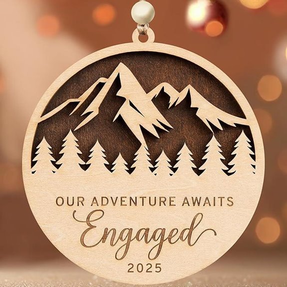 Engagement 2025 Wooden Ornament for Couples