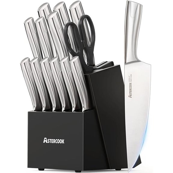 Astercook 15-Piece Knife Set with Block & Sharpener