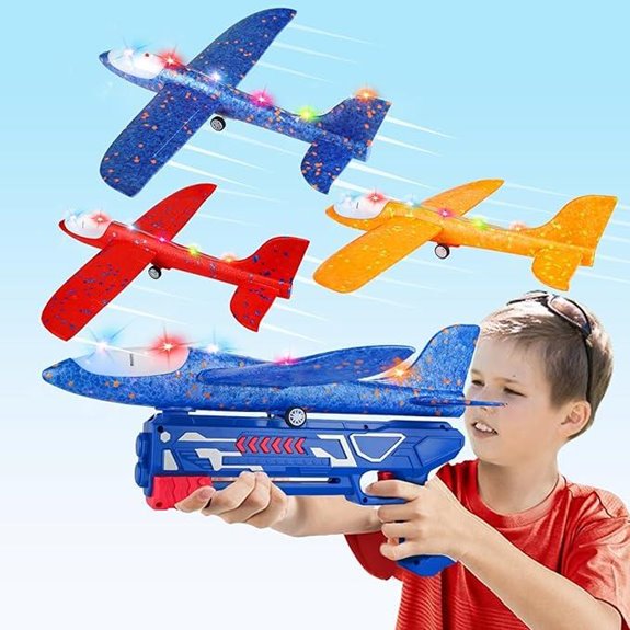 3 Pack Foam Airplane Launchers with LED Lights