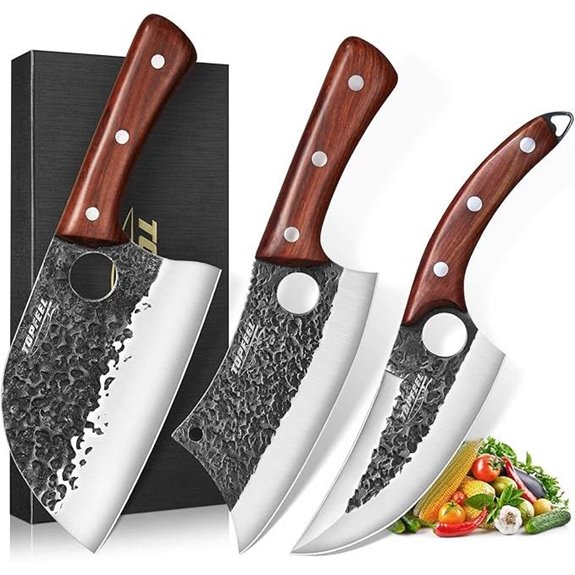 3-Piece Forged Butcher Knife Set for Cooking and Camping