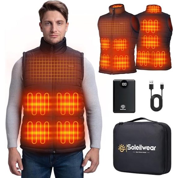 Mens Heated Vest with Battery and 9 Heating Zones