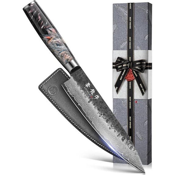Japanese 8-Inch Damascus Chef Knife with Handle