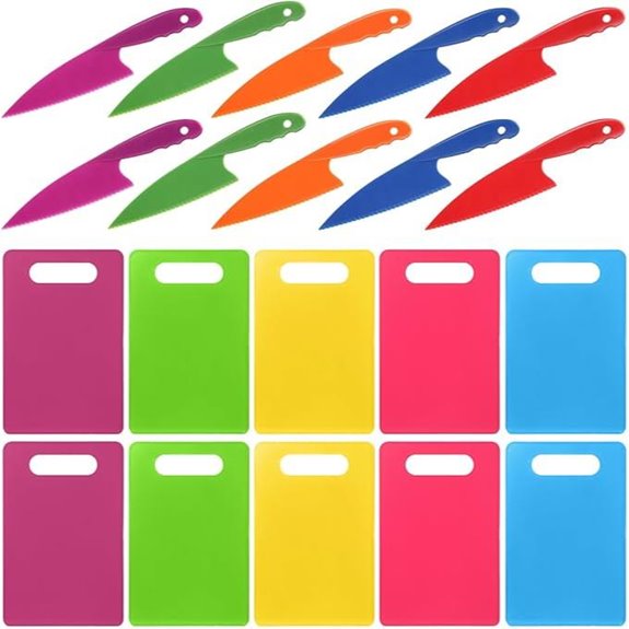 Yinkin 20-Piece Kids Plastic Knife & Cutting Board Set