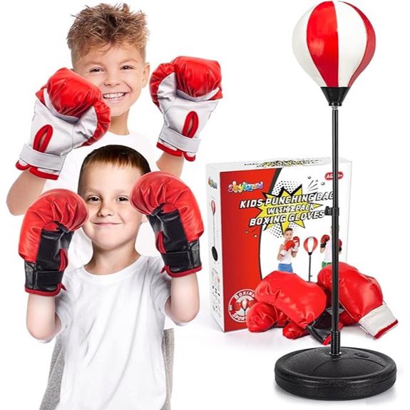 Kids Punching Bag Set with Gloves and Adjustable Stand