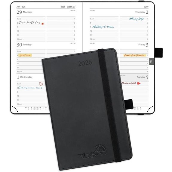 POPRUN 2026 Pocket Calendar with Leather Cover