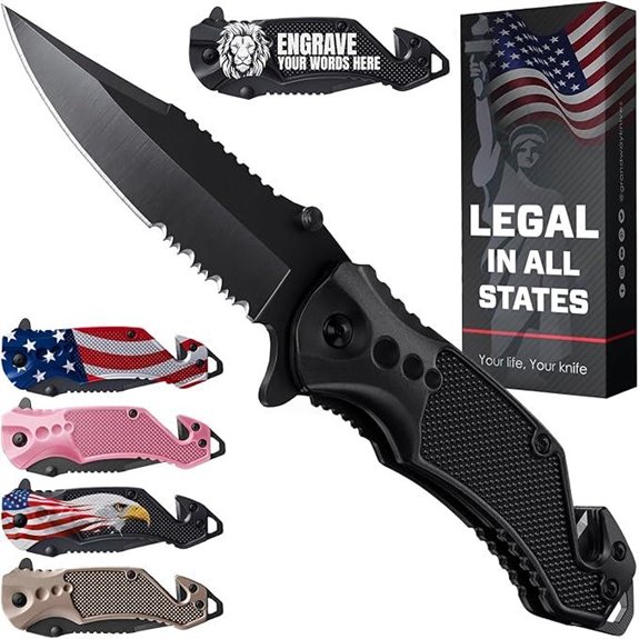 Legal Pocket Knife with Serrated Blade and Glass Breaker