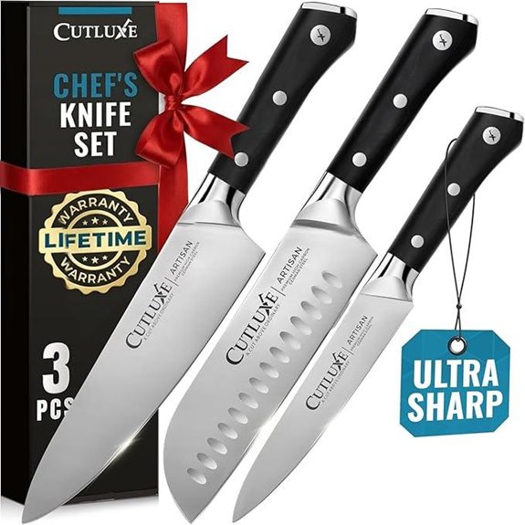 Cutluxe 3-Piece Chef Knife Set with German Steel