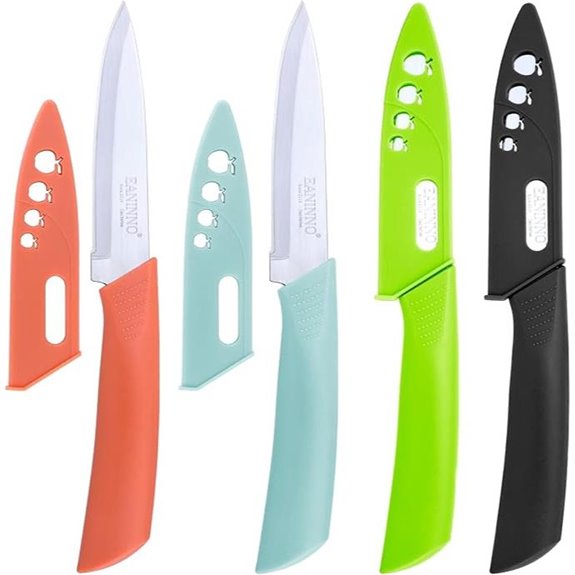 Paring Knife Set with Cover Stainless Steel Ergonomic