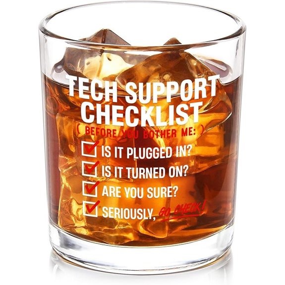 Futtumy Tech Support Whiskey Glass Gift for Men