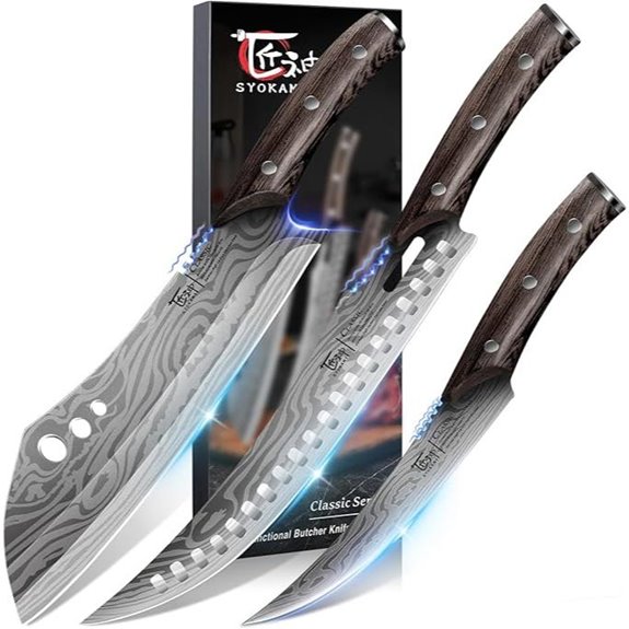 Butcher Knife Set 3-Piece Chef & Meat Cleaver