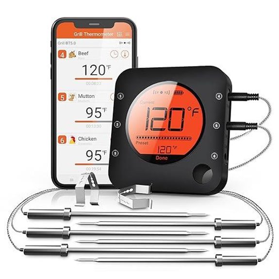 BFOUR Bluetooth Wireless Meat Thermometer with Probes