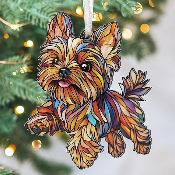 yorkie dog christmas ornament