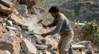 A poor laborer named Dashrath Manjhi, in Gehlaur, India, spent 22 years carving a road through a mountain with just a hammer and chisel after his wife died because the nearest hospital was separated from their village by an entire mountain, forcing people to travel nearly 70 km extra.